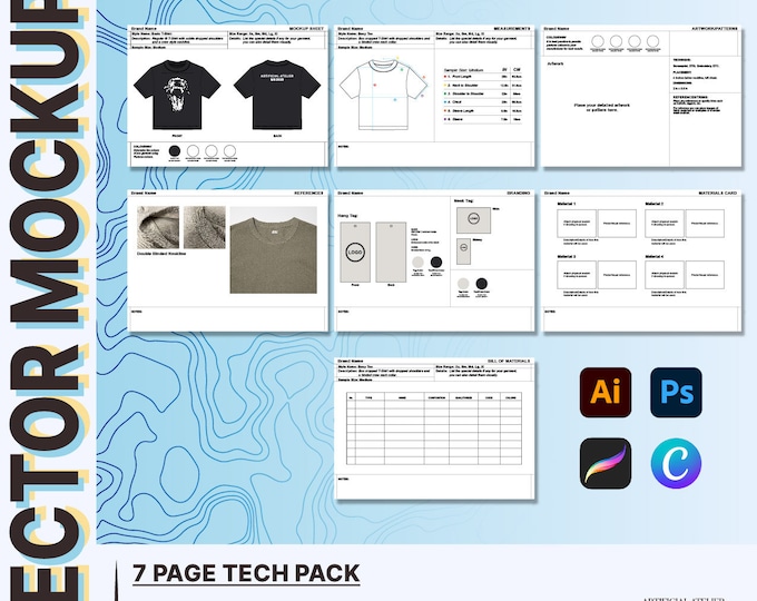 Branding Sheet Tech Pack Template, Hang Tag Mockup, Neck Label ...