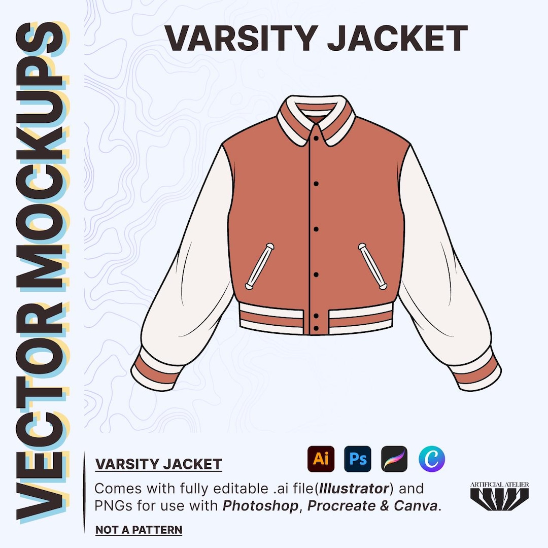 Varsity Jacket Vector Mockup, Fully Editable Illustrator File, Fashion ...