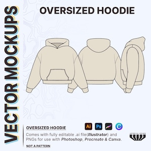 Tech Pack for Hoodies | CAD Fashion Mockups for Clothing Brands | Fashion Flatsketch Templates | Compatible with Illustrator, Procreate