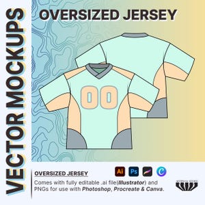 Tech Pack for Oversized Jersey, Fashion CADs for Beginners & Professionals, Vector Mockups for Clothing Brands Designers, Illustrator, Canva