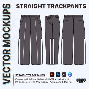 Tech Pack for Trackpants, Fashion CADs for Clothing Brands, Vector Tech Pack Template for  Illustrator, Canva, Procreate and More
