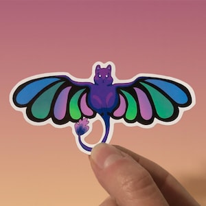 Aerofae - Sticker Fantasy mignon - Sticker vinyle mat coloré, art vectoriel, illustration numérique dessinée à la main, sticker pour ordinateur portable et journal