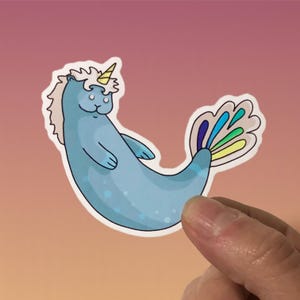 Felisealight bleu - Sticker mignon - Sticker vinyle mat coloré, art vectoriel, illustration numérique dessinée à la main, sticker pour ordinateur portable et journal