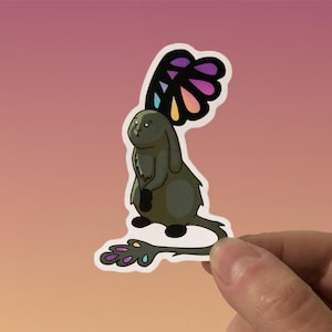 Lepomira Gazing - Sticker mignon - Sticker vinyle mat coloré, art vectoriel, illustration numérique dessinée à la main, sticker pour ordinateur portable et journal