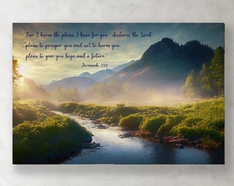 Jeremia 29:11 Rocky Mountain Fluss Sonnenuntergang Fine Art Large Digital Download druckbare Kunstwerk Home Office Kirche personalisierte Bibelvers