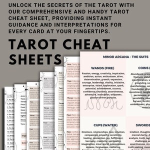 Tarot Card Cheat Sheets // 12 Page Tarot Cheat Sheets Bundle // Major & Minor Arcana Upright + Reversed // Numerology // Printable