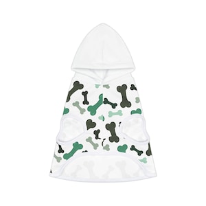 Stylish Pet Hoodie for Dog Lovers, Cute Dog Apparel, Pet Fashion, Bone Pattern Pet Clothing, Cozy Dog Hoodie, Gift for Pet Owners