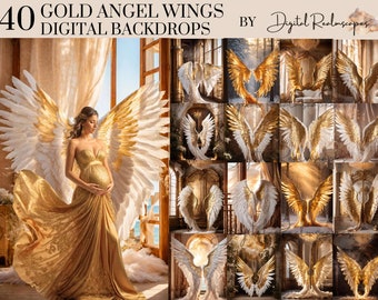 40 Angel Wings Digital Maternal Telón de fondo MaternidadBackdrop Estudio Fotografía Fondo Bellas Artes Texturas Photoshop Superposiciones Paquete de fotos