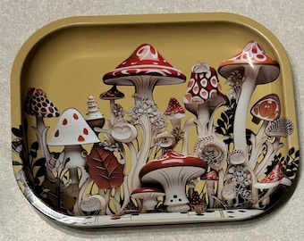 Bandeja pequeña para liar, 7,25 x 5,5 pulgadas, diseño de hongo.