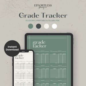 Printable Grade Tracker For Students | Grade Tracker | Student Grade Tracker Printable | Assignment Record Sheet