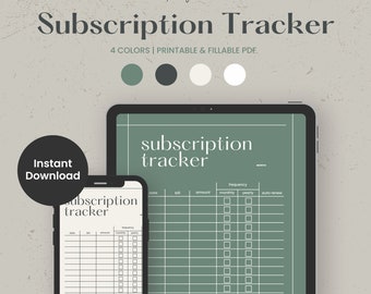 Subscription Tracker, Membership Bill Log Digital Planner Template for Goodnotes on Ipad, Printable Letter PDF, Beige Dark Minimal Pages