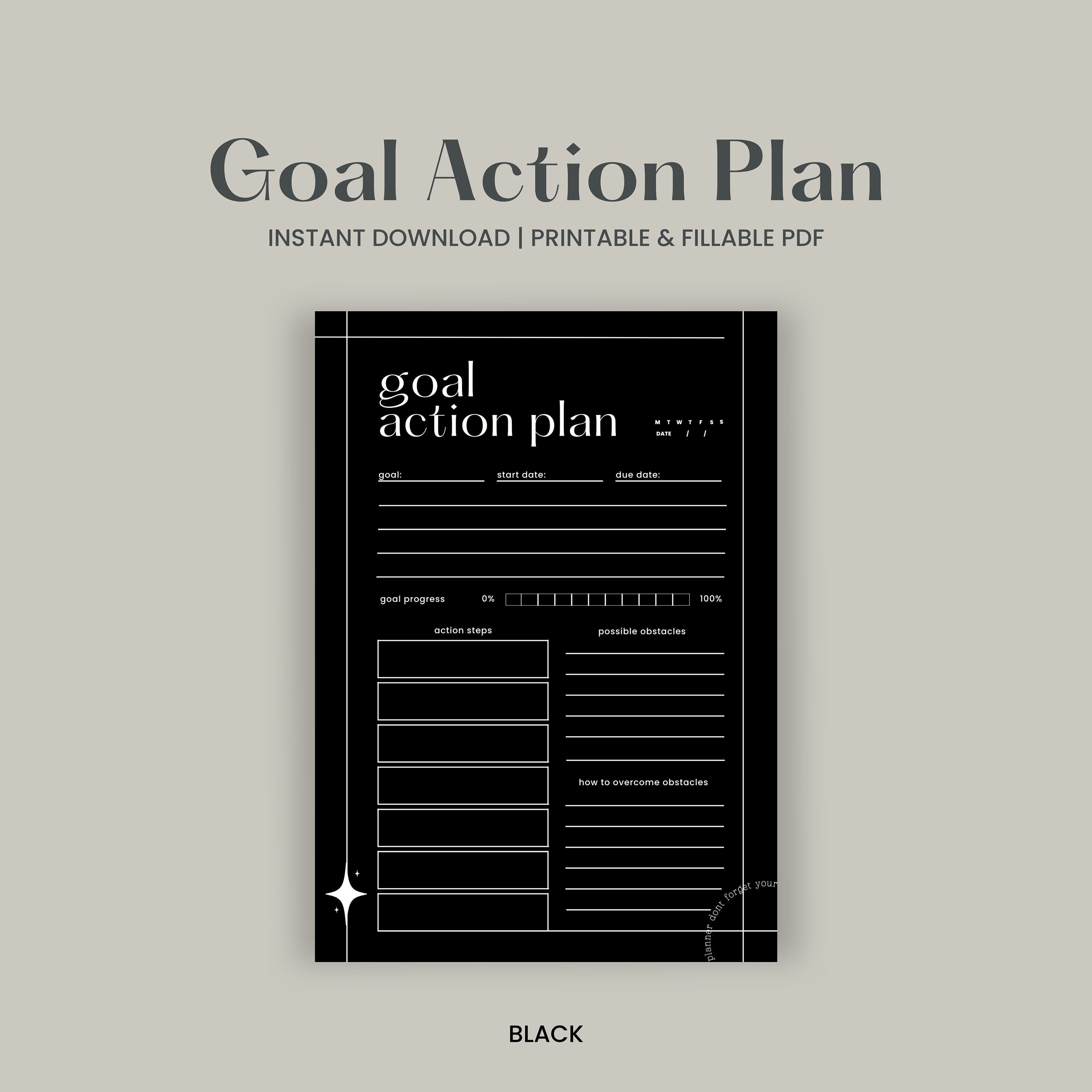 Minimalistic Goal Action Plan | Digital Goal Tracker | Digital Download ...