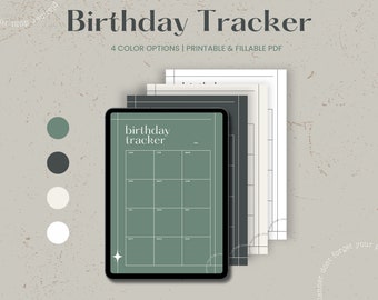 Birthday Tracker, Birthday Log, Important Dates, Birthdays, Yearly Overview Digital Planner Template for Goodnotes on Ipad, Printable Letter