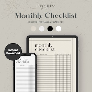 Monthly To Do List Printable, Monthly Task List Template, Monthly Planner, Productivity Planner, Instant Download PDF