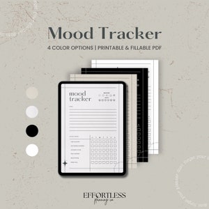 Daily Mood Tracker, Printable Mood Track, Emotion tracker, Self care journal, Mood Log, Mental health and Anxiety Tracker