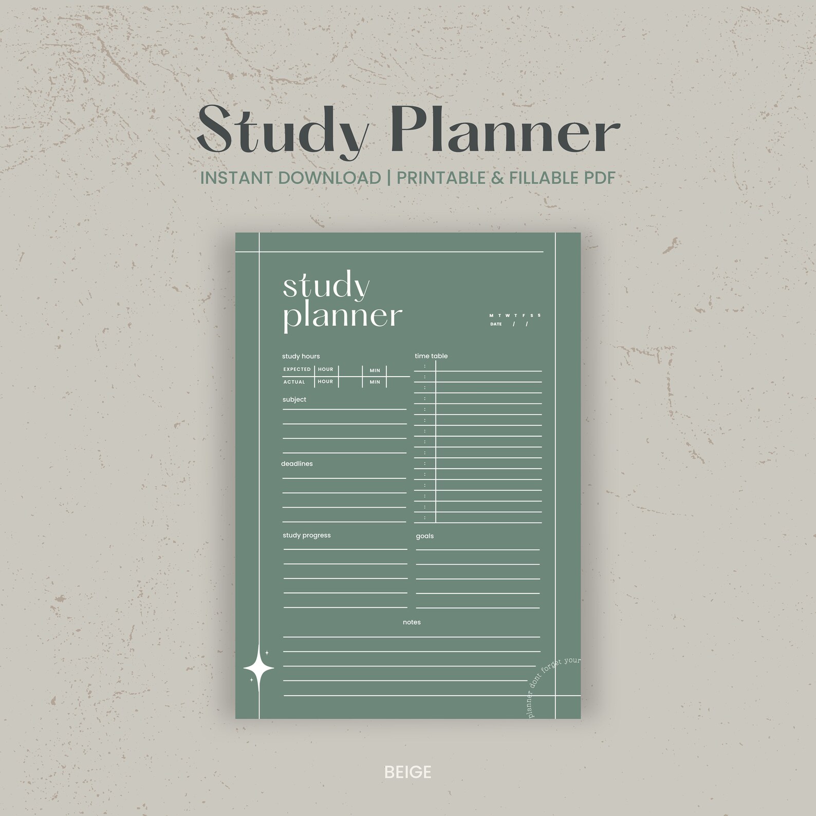 Printable Planner, Printable Student Planner Bundle, Study Planner ...