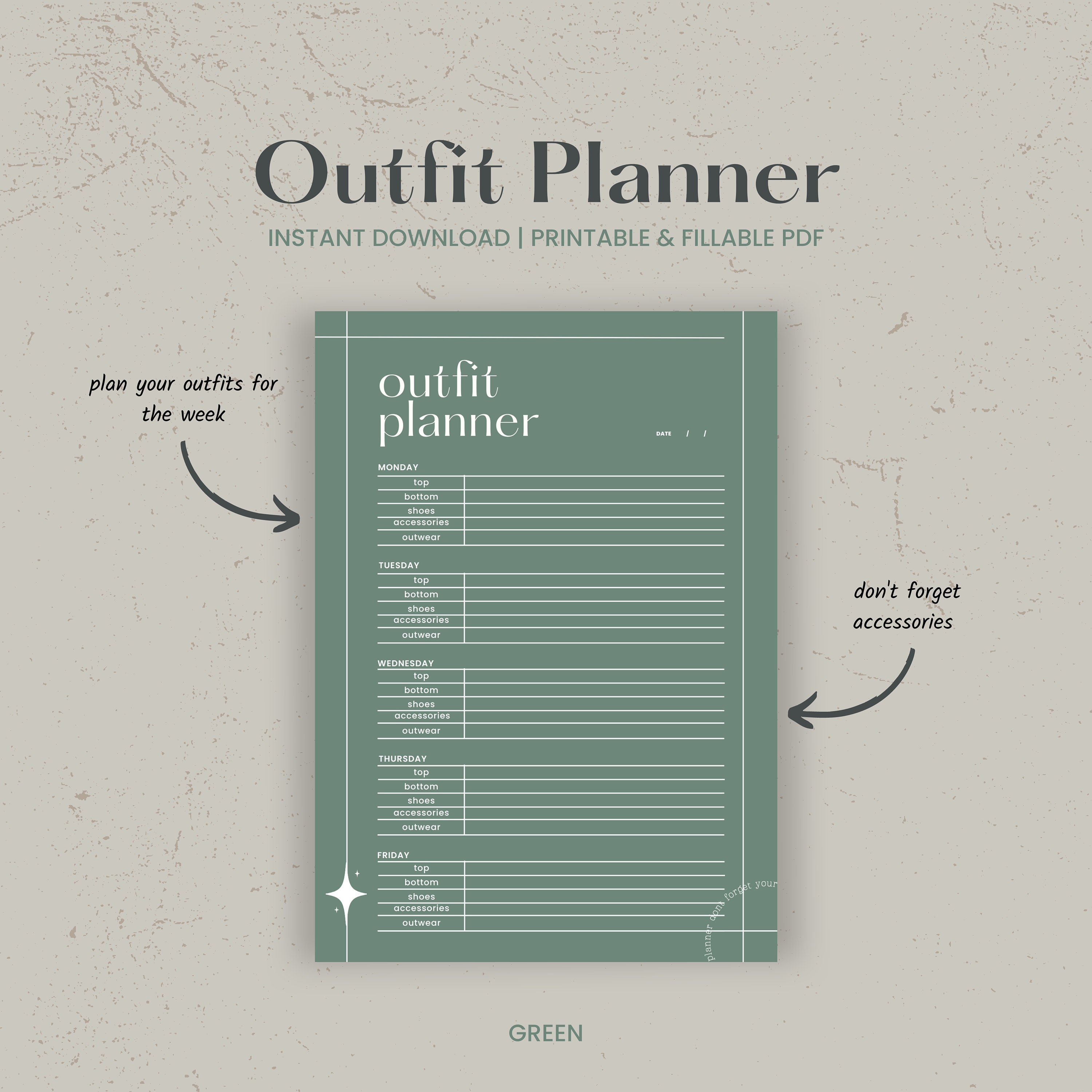 Outfit Planner Wardrobe Planner Digital and Printable Templates Capsule ...