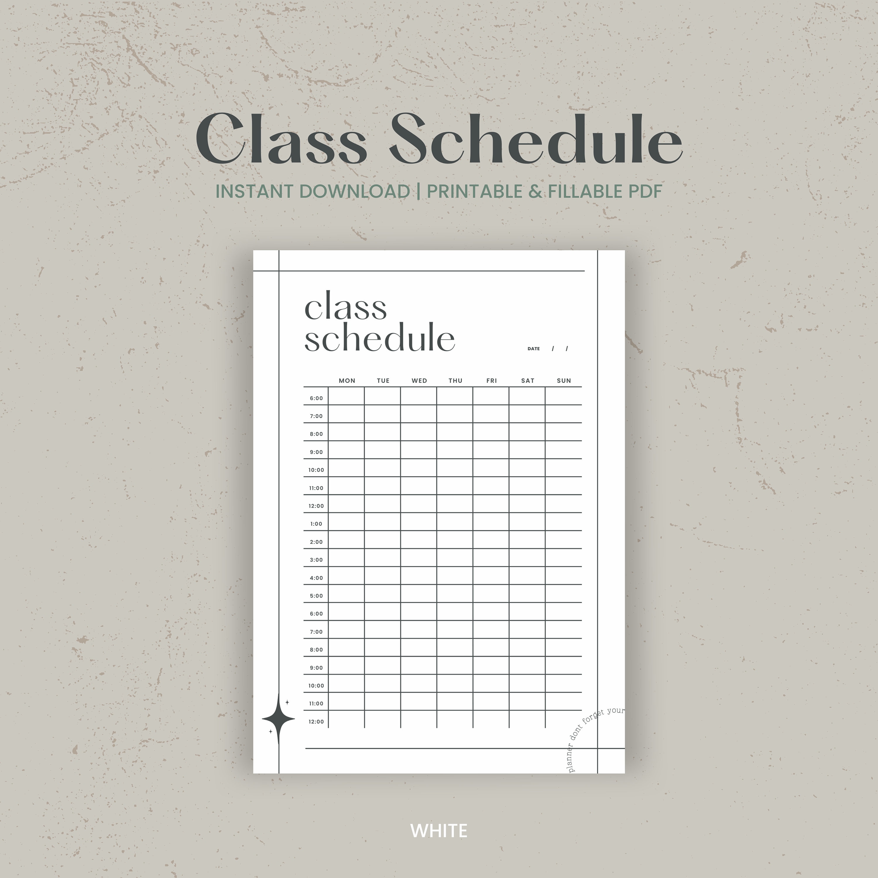 Weekly Class Timetable Printable, Class Schedule, Student Planner ...