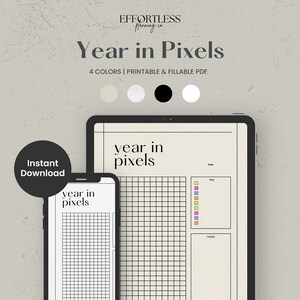A Year in Pixels, Mood Tracker, Daily Mood Cart Digital Planner Template for Goodnotes on Ipad