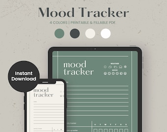 Daily Mood Tracker, Printable Mood Track, Emotion tracker, Self care journal, Mood Log, Mental health and Anxiety Tracker