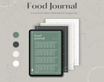 Daily Food Diary Journal, Fitness Digital Planner Template for Goodnotes on Ipad, Minimalist Calorie Tracker, Food Log, Diet Journal