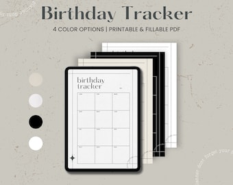 Birthday Tracker, Birthday Log, Important Dates, Birthdays, Yearly Overview Digital Planner Template for Goodnotes on Ipad, Printable Letter