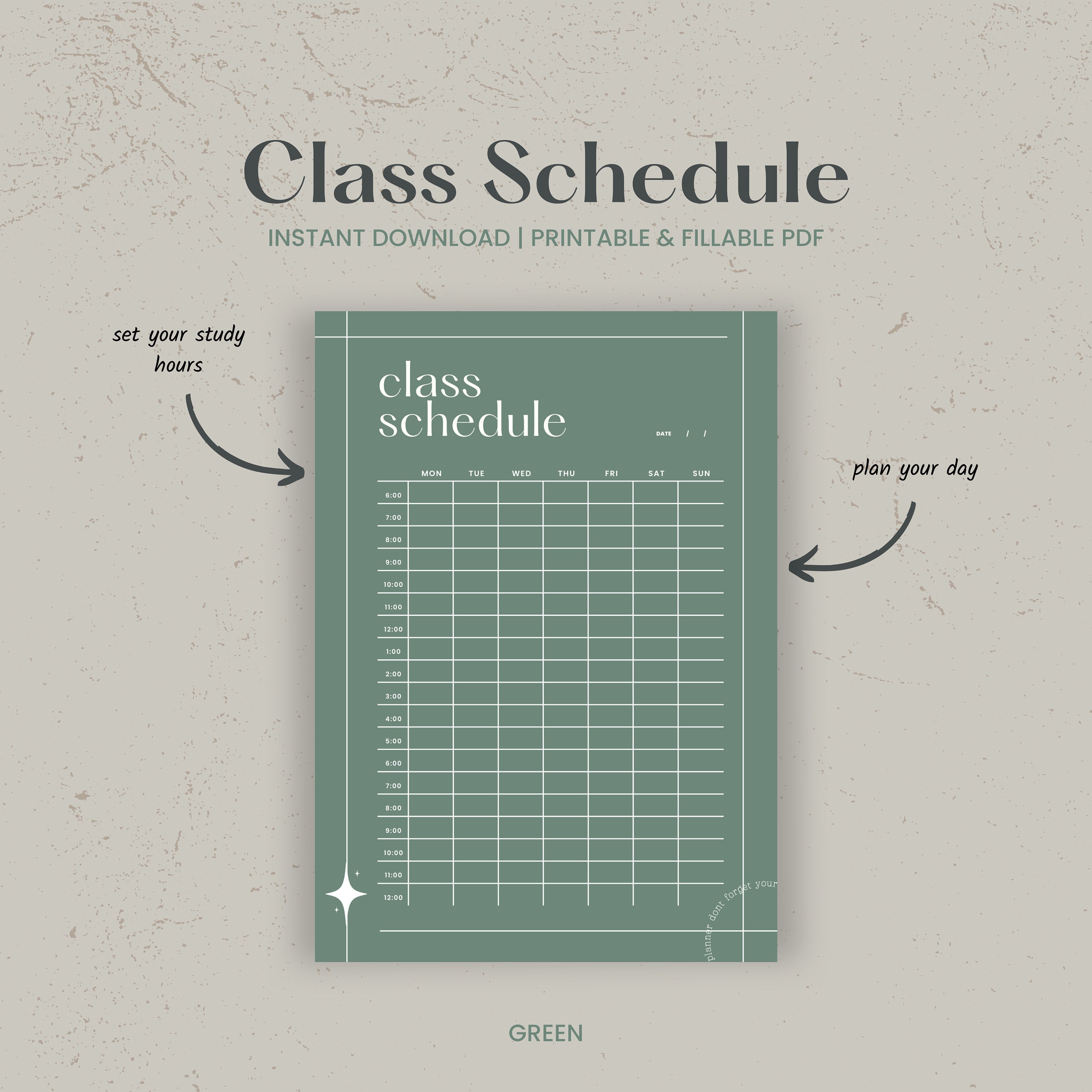 Weekly Class Timetable Printable, Class Schedule, Student Planner ...