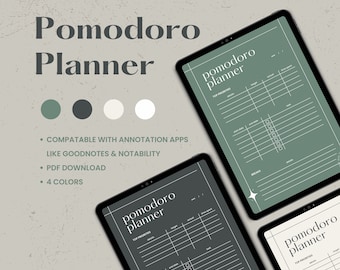 Pomodoro Tracker, Time Blocking, Time Management Plantilla de planificador digital para Goodnotes en Ipad