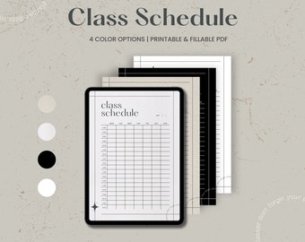 Horario de clases semanal imprimible, horario de clases, planificador de estudiantes imprimible, planificador universitario, planificador universitario, PDF de descarga instantánea