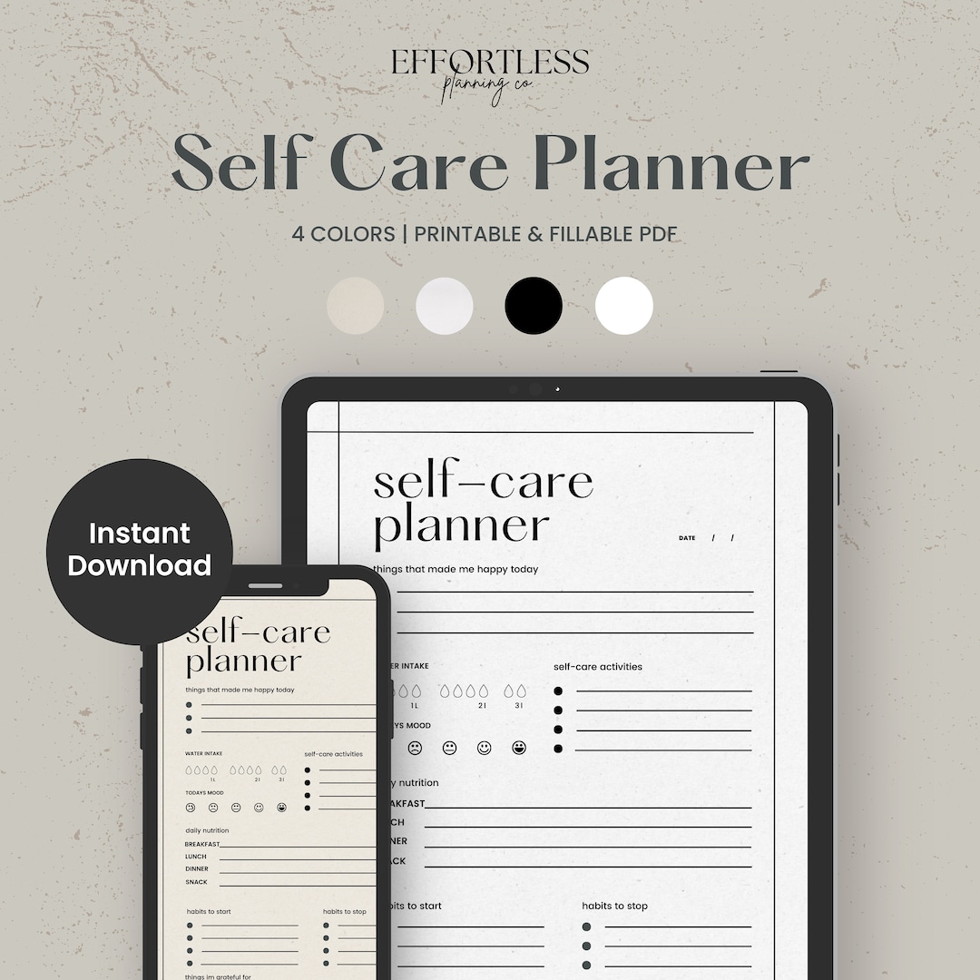 Self Care Planner Printable, Self-care Journal, Daily Planner, Wellness ...