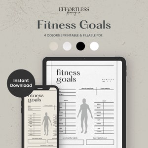 Fitness Goal Planner Printable, Fitness Planner, Health Planner, Fitness Tracker, Goal Tracker Printable, Instant Download PDF