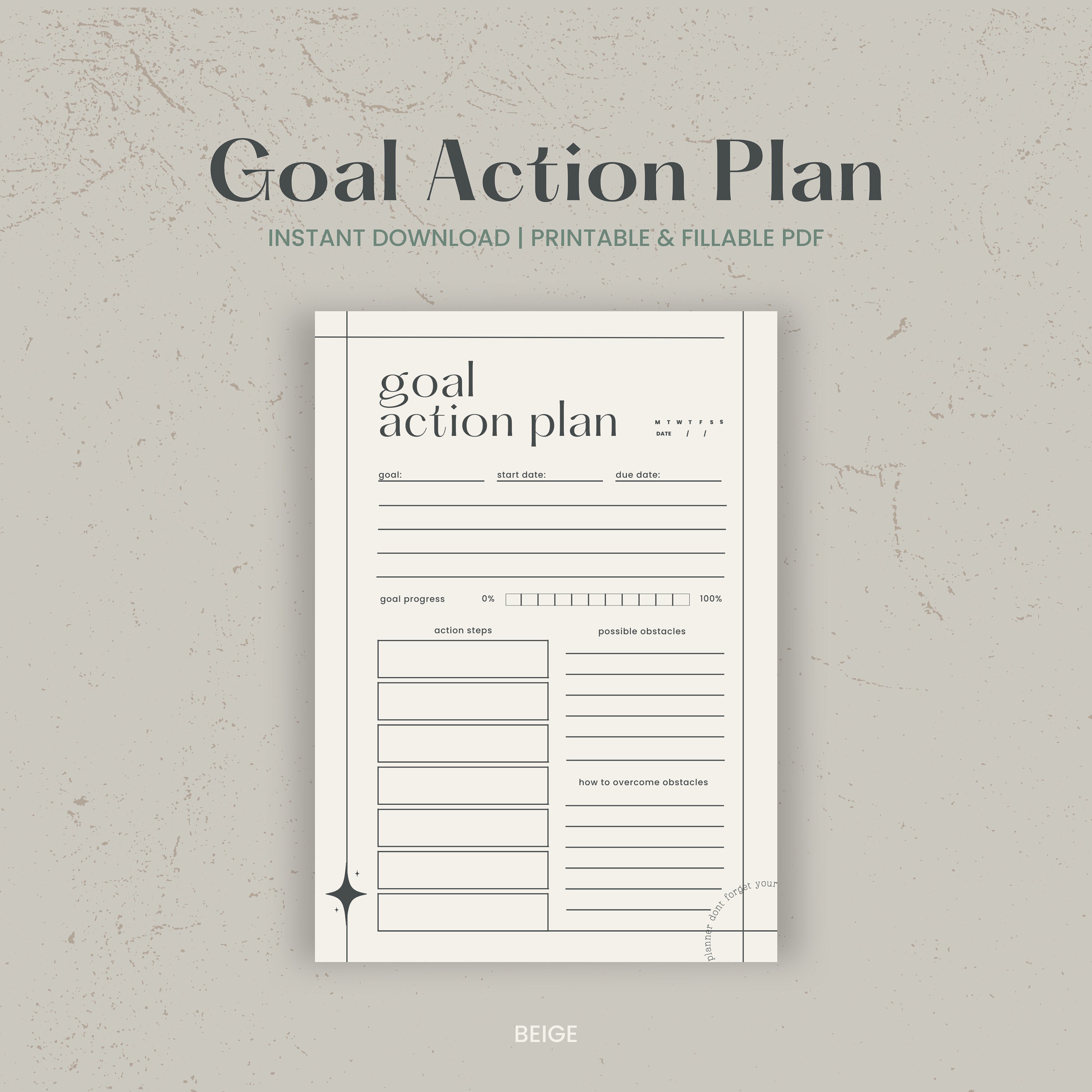 Minimalistic Goal Action Plan | Digital Goal Tracker | Digital Download ...