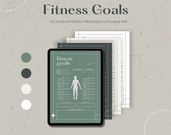 Planificador de objetivos de fitness imprimible, planificador de fitness, planificador de salud, rastreador de actividad física, rastreador de objetivos imprimible, descarga instantánea en PDF