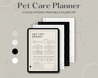 Plantilla digital de planificador de mascotas para Goodnotes Ipad, PDF de carta imprimible, información de mascotas, citas veterinarias, seguimiento de medicamentos, registro de cuidado de mascotas