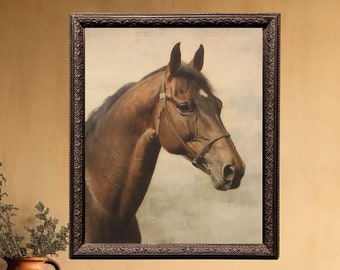 Equine Grace, Brown Horse Wall Art, Beautiful Horse Painting, Downloadable Vintage Horse Print, Equestrian Wallart, Artful Horse Download