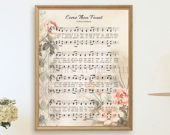 Come Thou Fount Of Every Blessing Sheet Music, Hymn Download, Hymn Printable, Christian Printable, Hymn Wall Art, Hymns, Christian Music Art