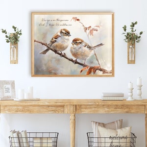 His Eye Is On The Sparrow Art, Sparrow Wall Art, Hymn Wall Art, Christian Art, Inspirational Decor, Bird Download Print, Sparrow Printable