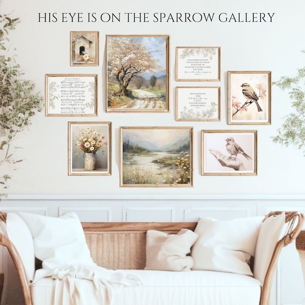 His Eye Is On The Sparrow Gallery, Christian Wall Art, Christian Bible Art, Hymn Wall Art, Hymn Download, Church Wall Decor, Vintage Wallart