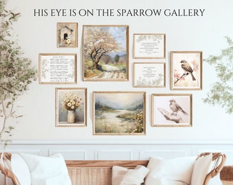 Digital Download, His Eye Is On The Sparrow Gallery, Christian Art, Matthew 10, Psalm 63, Bible Art, Hymn Sheet Wall Art, Church Wall Decor