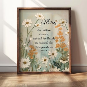 Sprüche 31 Blumen Kunstdruck, Geschenk für Mama