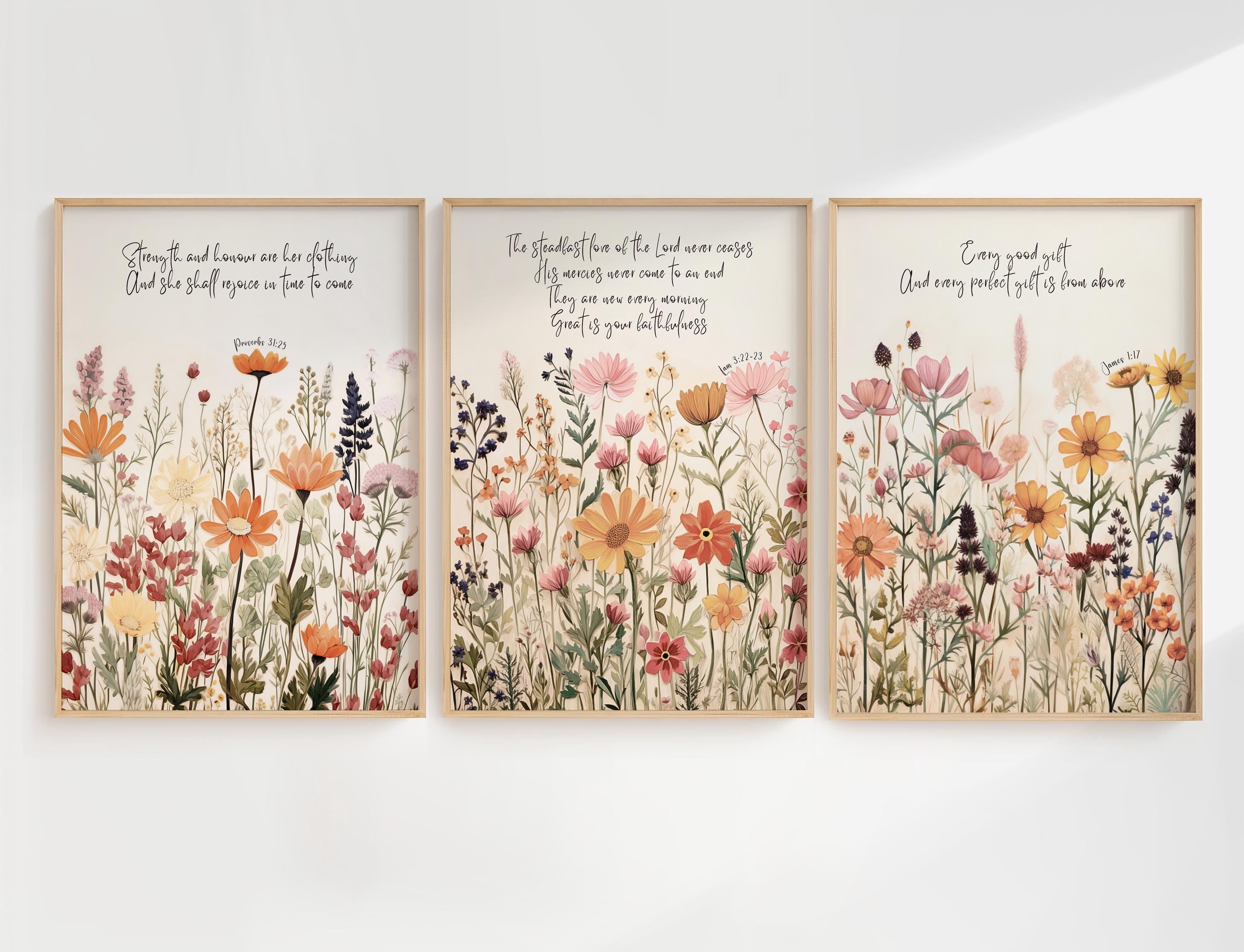 Wildflower Scripture Art Print Set: Girl's Room Decor - Etsy