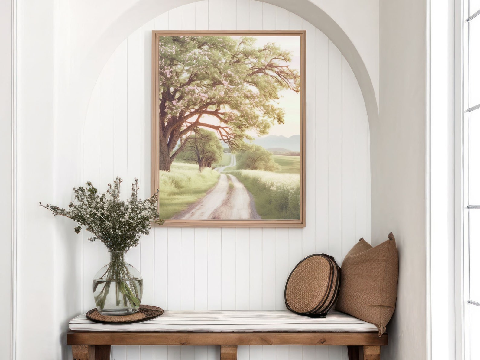 Tranquil Journey, Artful Country Road Wall Art, Vintage French Country