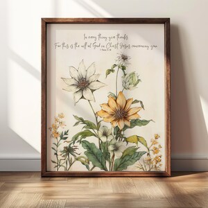 Wildflower Art Print: Christian Scripture, Thanksgiving Decor - Etsy