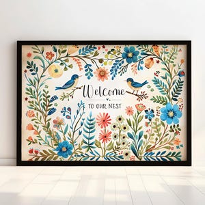 Art Print, Welcome To Our Nest Print, Welcome Foyer Wall Art, Guest Room Art, Guest House Decor, Welcome Sign, House Warming & New Home Gift