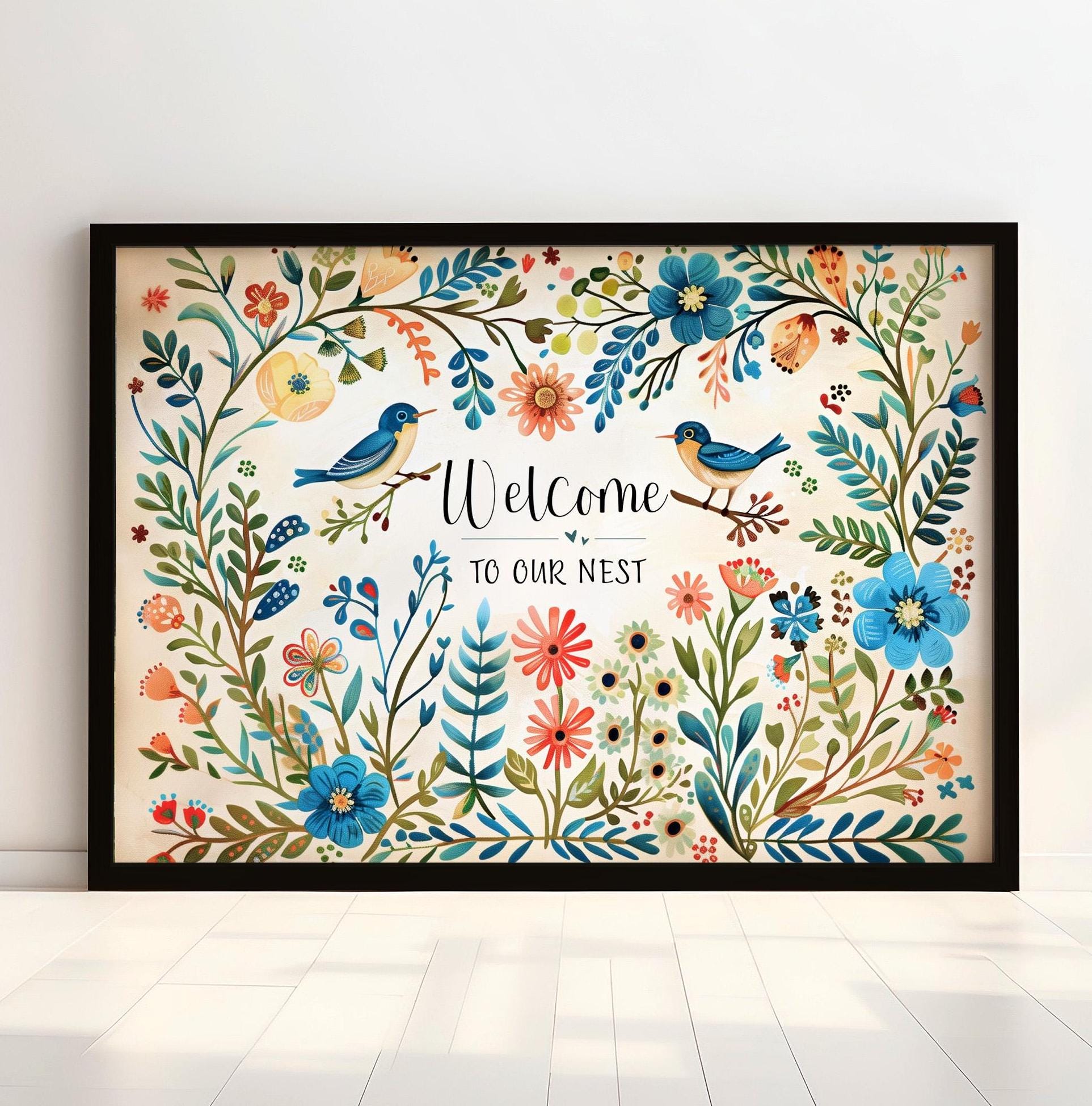 Art Print, Welcome To Our Nest Print, Welcome Foyer Wall Art, Guest Room Art, Guest House Decor, Welcome Sign, House Warming & New Home Gift