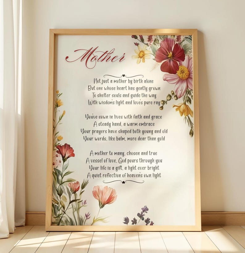 Mother's Day Poem Art Print: Floral Christian Gift for Mom - Etsy