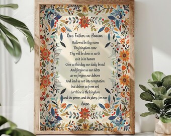 Digital Download, The Lord's Prayer Art Print, Our Father Wall Art, Living Room, Bible Verse Art, Scripture Print, Christian House Blessing