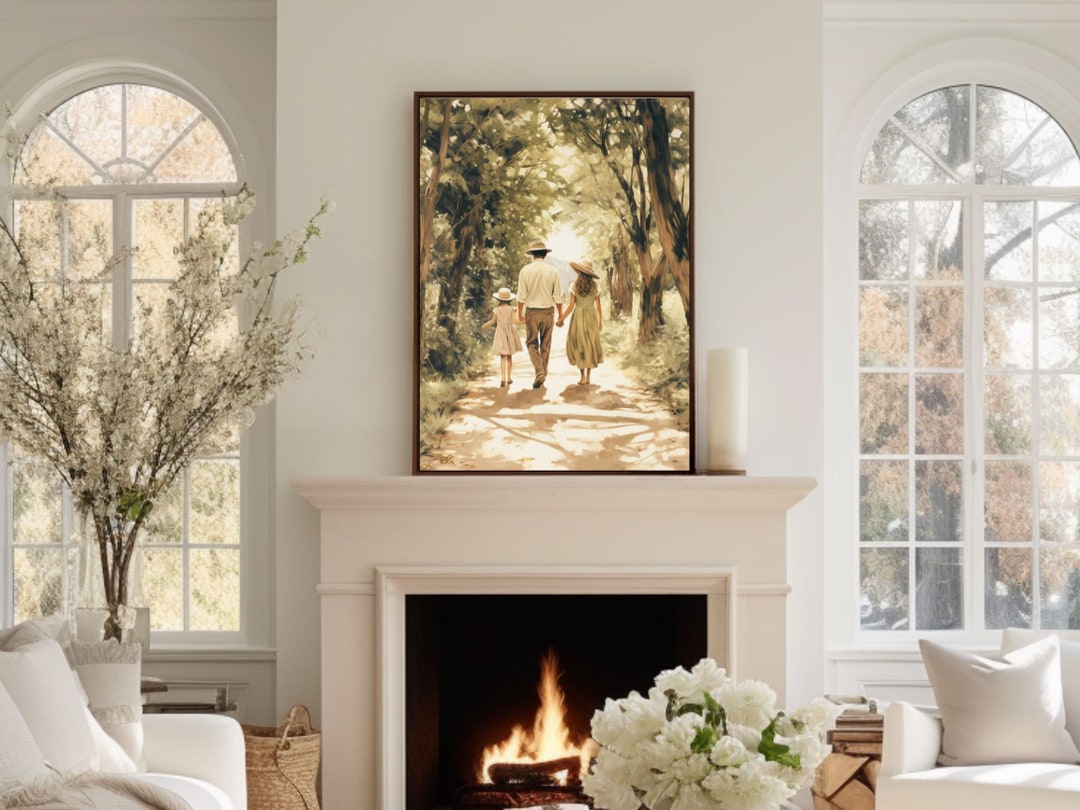 Art Print, Family Walking Together Art, Family Bonds Wall Art