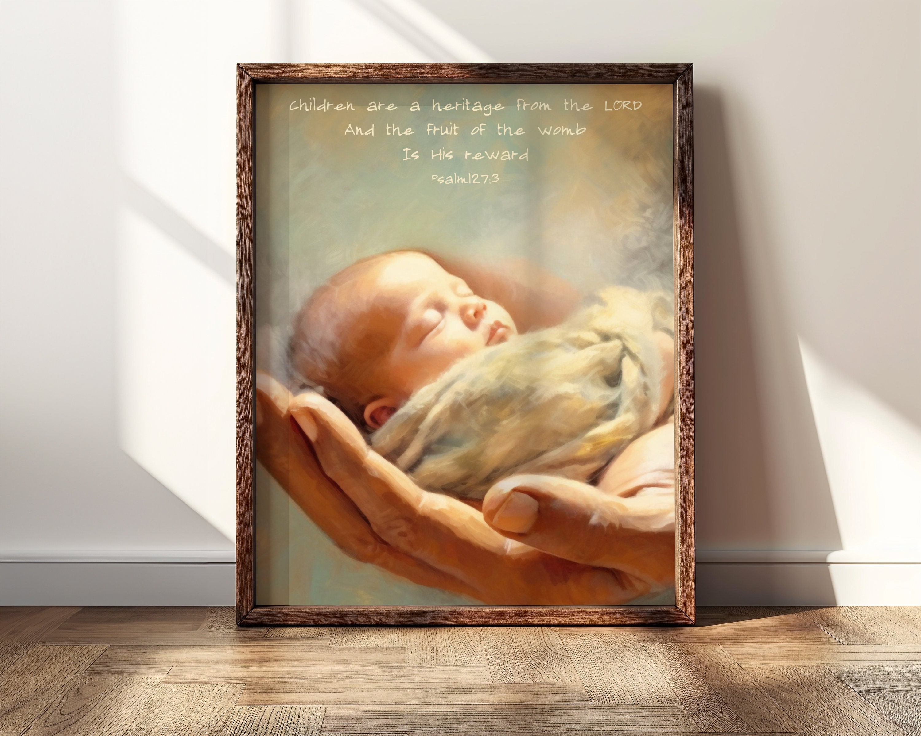 Divine Embrace Psalm 127:3 Bible Nursery Downloadable Print, Christian Nursery Decor, Jesus Baby Art, Baby Room Wallart, Jesus and Children