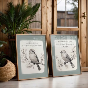 Sparrow Scripture Art Print Set: Matthew 10 & Psalm 63